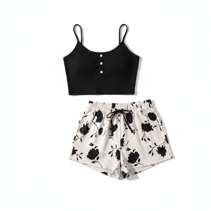 Black Crop Top & Floral Shorts - Storefront Size