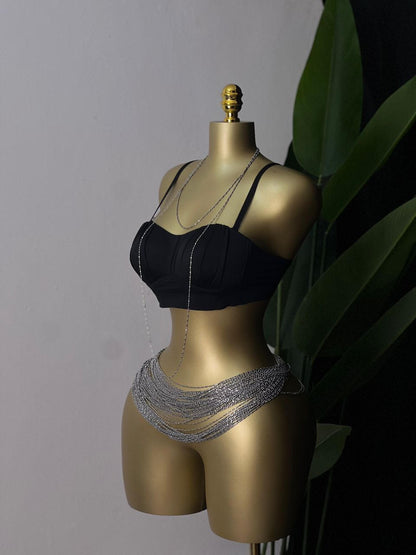Layered Silver Body Chains Set