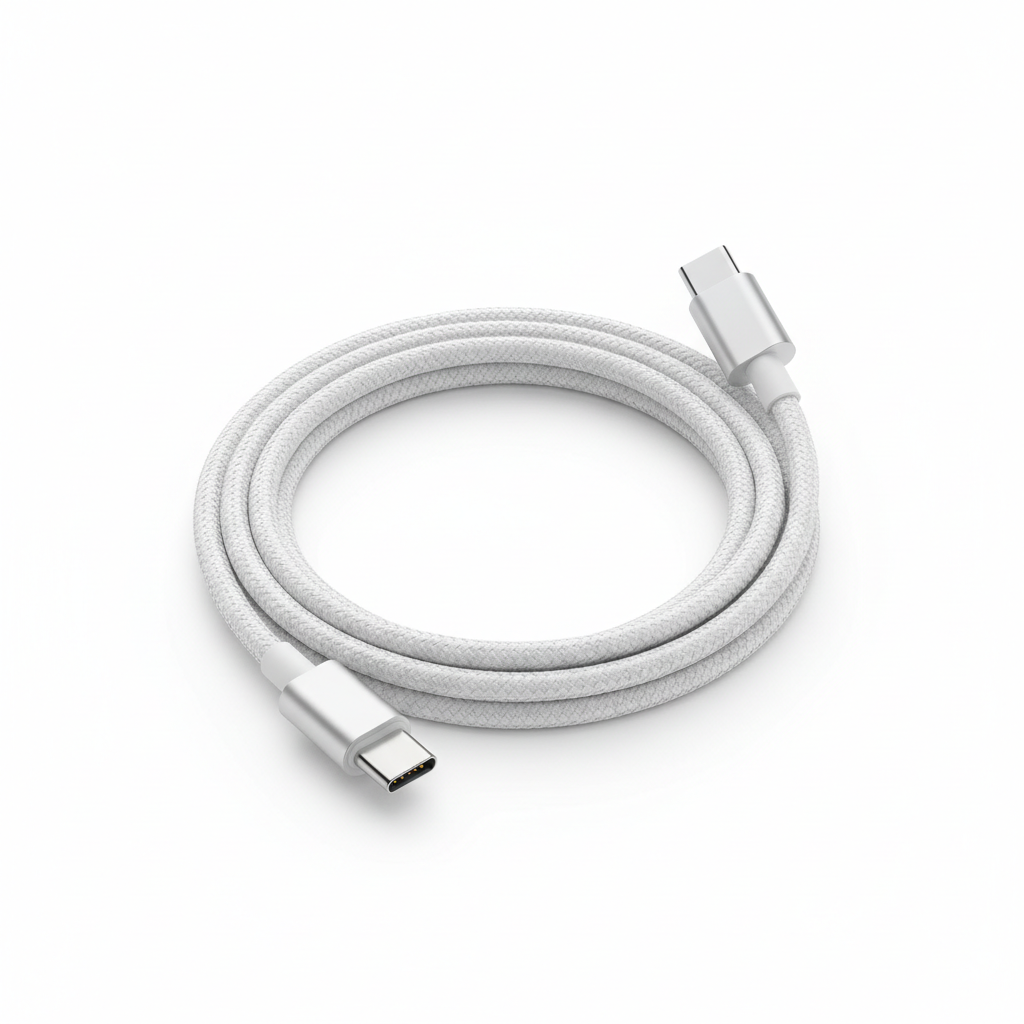 White Braided USB Type-C to Type-C Cable