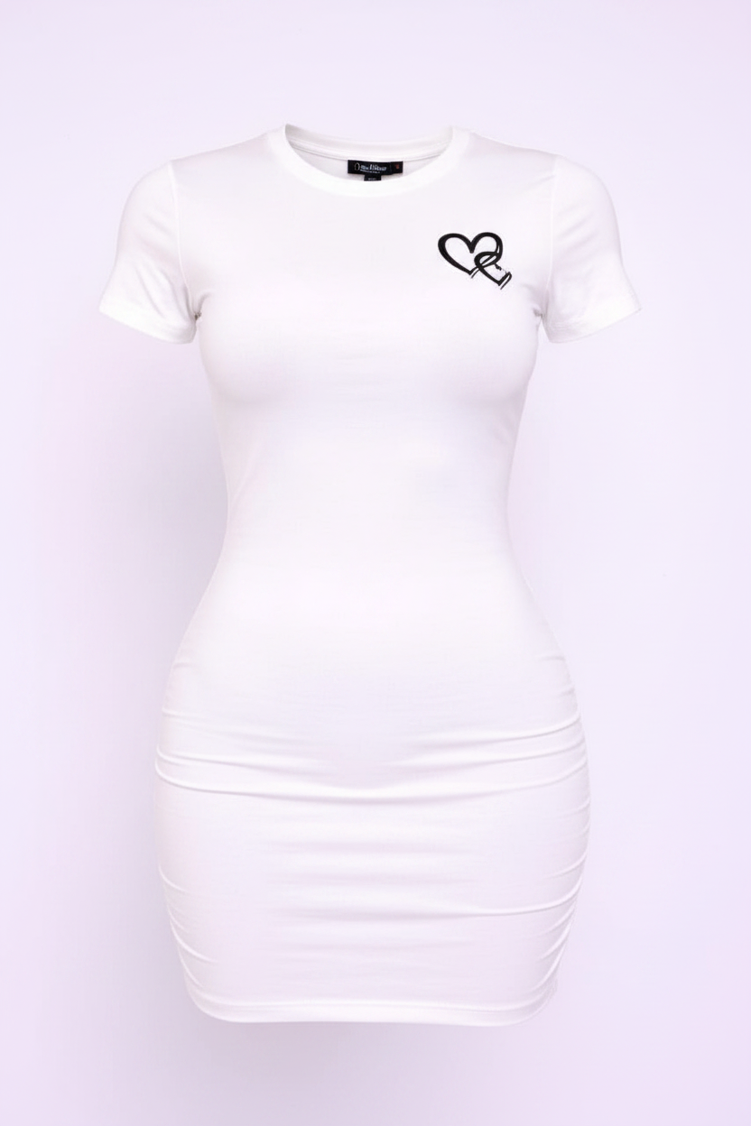 White Heart Logo Mini Dress - White Background