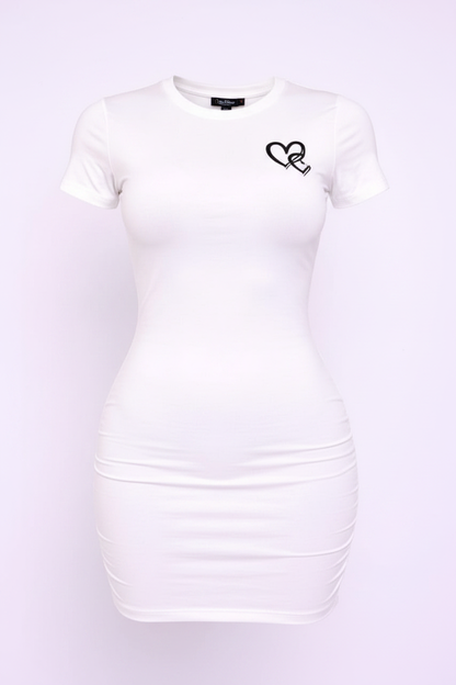 White Heart Logo Mini Dress - White Background