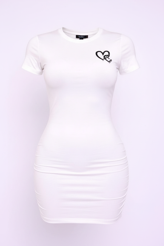 White Heart Logo Mini Dress - White Background